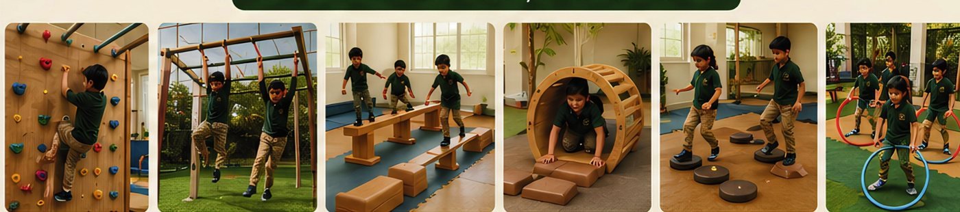 Six ways to move: climbing, hanging, balance, crawling, jumping and an obstacle course